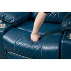 Blue Oversized PU Leather Power Lift Recliner with Massage, Heating, Lay Flat
