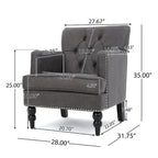 Slate 28 Button Tufted Club Chair with Nailheads