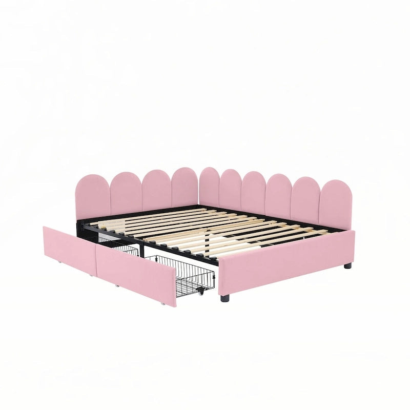 Full Size Upholstered Daybed with 2 Drawers