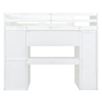 Twin Size Loft Bed with Desk, Wardrobes, 4 Drawers and 4 Shelves