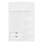 Twin Size Loft Bed with Desk, Wardrobes, 4 Drawers and 4 Shelves