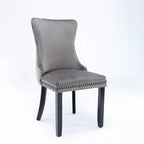 Velvet Upholstered Dining Chair with Wing Back Modern Kitchen Chair with Nailhead Trim Wood Frame Side Chair, Set of 2