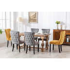 Velvet Upholstered Dining Chair with Wing Back Modern Kitchen Chair with Nailhead Trim Wood Frame Side Chair, Set of 2