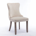 Velvet Upholstered Dining Chair with Wing Back Modern Kitchen Chair with Nailhead Trim Wood Frame Side Chair, Set of 2