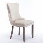 Velvet Upholstered Dining Chair with Wing Back Modern Kitchen Chair with Nailhead Trim Wood Frame Side Chair, Set of 2
