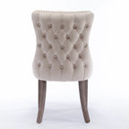 Velvet Upholstered Dining Chair with Wing Back Modern Kitchen Chair with Nailhead Trim Wood Frame Side Chair, Set of 2