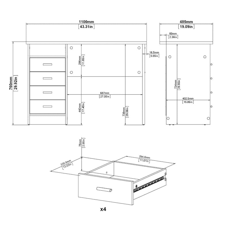 Skylar 4-drawer Desk