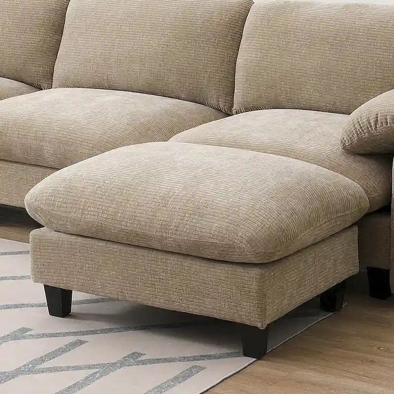 140 Chenille U-Shaped Modular Sectional Sofa with 31.5 Wide Seats, USB/Type-C Chargers & Storage Pockets