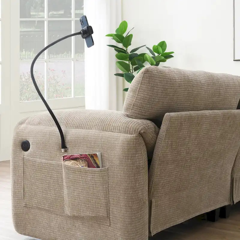 140 Chenille U-Shaped Modular Sectional Sofa with 31.5 Wide Seats, USB/Type-C Chargers & Storage Pockets