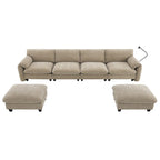 140 Chenille U-Shaped Modular Sectional Sofa with 31.5 Wide Seats, USB/Type-C Chargers & Storage Pockets