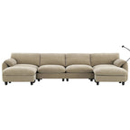140 Chenille U-Shaped Modular Sectional Sofa with 31.5 Wide Seats, USB/Type-C Chargers & Storage Pockets