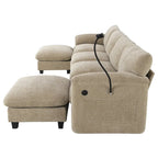 140 Chenille U-Shaped Modular Sectional Sofa with 31.5 Wide Seats, USB/Type-C Chargers & Storage Pockets