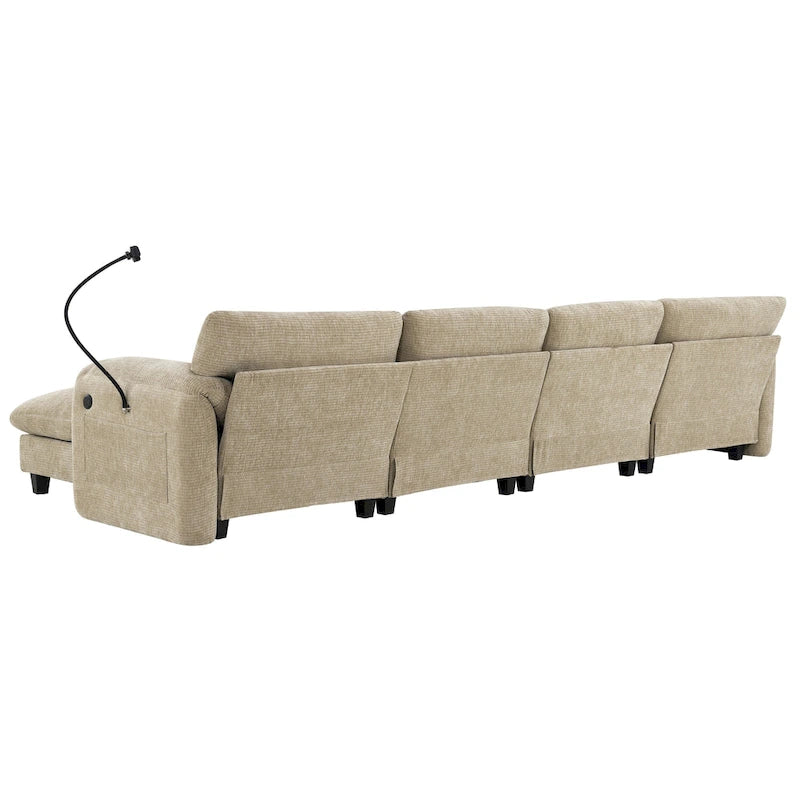 140 Chenille U-Shaped Modular Sectional Sofa with 31.5 Wide Seats, USB/Type-C Chargers & Storage Pockets