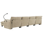 140 Chenille U-Shaped Modular Sectional Sofa with 31.5 Wide Seats, USB/Type-C Chargers & Storage Pockets