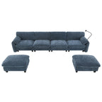 140 Chenille U-Shaped Modular Sectional Sofa with 31.5 Wide Seats, USB/Type-C Chargers & Storage Pockets