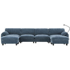140 Chenille U-Shaped Modular Sectional Sofa with 31.5 Wide Seats, USB/Type-C Chargers & Storage Pockets