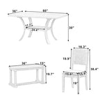 6 Pcs Dining Table Set with Storage Shelf and Curved Legs, Kitchen Furniture Dining Table Set with Bench and 4 Dining Chairs