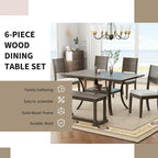 6 Pcs Dining Table Set with Storage Shelf and Curved Legs, Kitchen Furniture Dining Table Set with Bench and 4 Dining Chairs