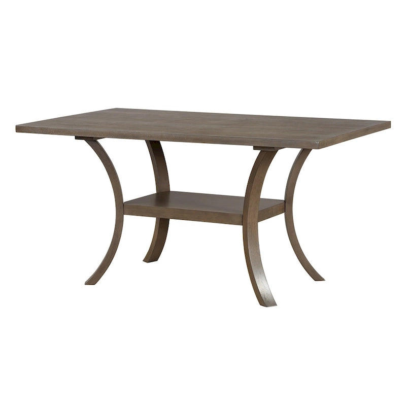 6 Pcs Dining Table Set with Storage Shelf and Curved Legs, Kitchen Furniture Dining Table Set with Bench and 4 Dining Chairs