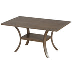 6 Pcs Dining Table Set with Storage Shelf and Curved Legs, Kitchen Furniture Dining Table Set with Bench and 4 Dining Chairs