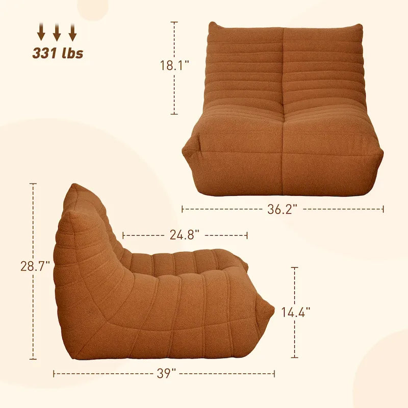 HOMCOM Bean Bag Chair for Adults, Giant Fireside Chair Lazy Sofa, Bean Bag Sofa with High Density Comfortable Foam