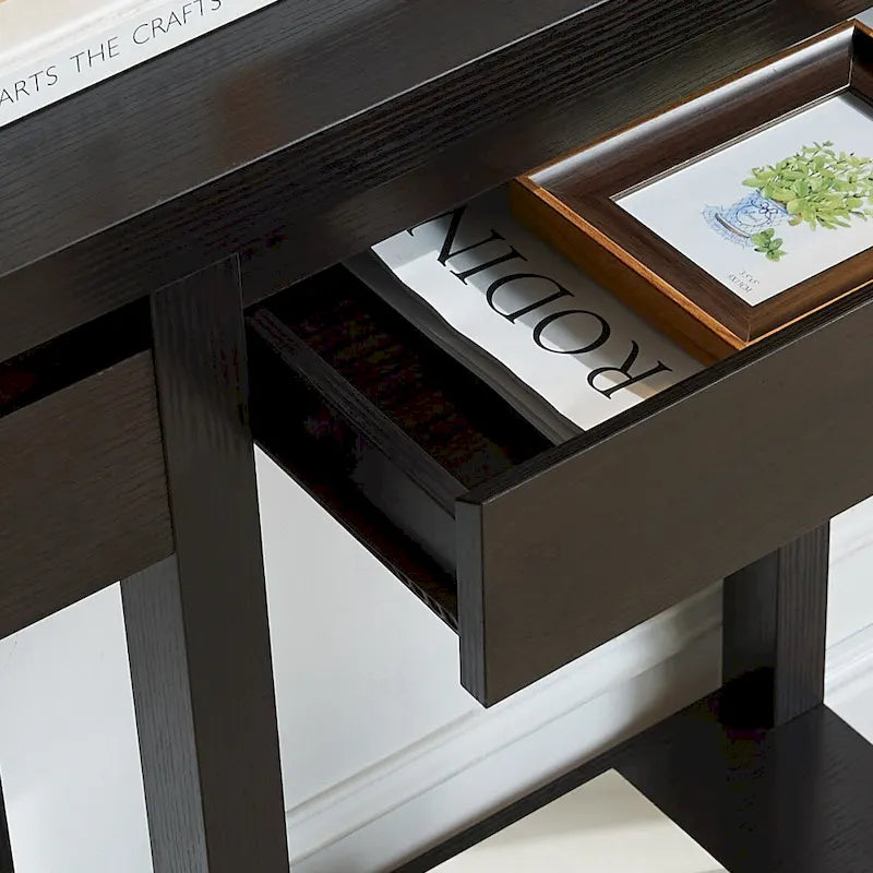 Stylish Wooden Console Table with Drawer and Shelf
