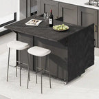 51.2W Ash Veneer Solid Wood Handwoven Kitchen Island With Drop Leaf(no include stool)