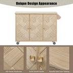 51.2W Ash Veneer Solid Wood Handwoven Kitchen Island With Drop Leaf(no include stool)