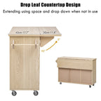 51.2W Ash Veneer Solid Wood Handwoven Kitchen Island With Drop Leaf(no include stool)