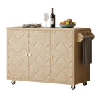 51.2W Ash Veneer Solid Wood Handwoven Kitchen Island With Drop Leaf(no include stool)