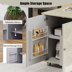 51.2W Ash Veneer Solid Wood Handwoven Kitchen Island With Drop Leaf(no include stool)