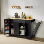53 Inch Large Kitchen Island With Trash Can Storage Cabinet(no include stool)
