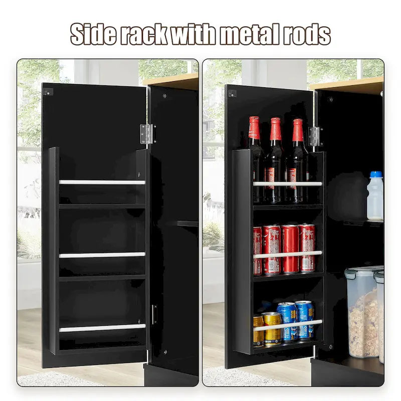 53 Inch Large Kitchen Island With Trash Can Storage Cabinet(no include stool)