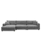 L Shaped Cloud Couch Corduroy Sectional Sofa w/USB, Chaise, Cup Holder