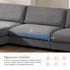 L Shaped Cloud Couch Corduroy Sectional Sofa w/USB, Chaise, Cup Holder