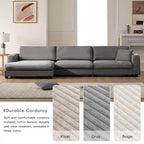 L Shaped Cloud Couch Corduroy Sectional Sofa w/USB, Chaise, Cup Holder