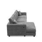 L Shaped Cloud Couch Corduroy Sectional Sofa w/USB, Chaise, Cup Holder