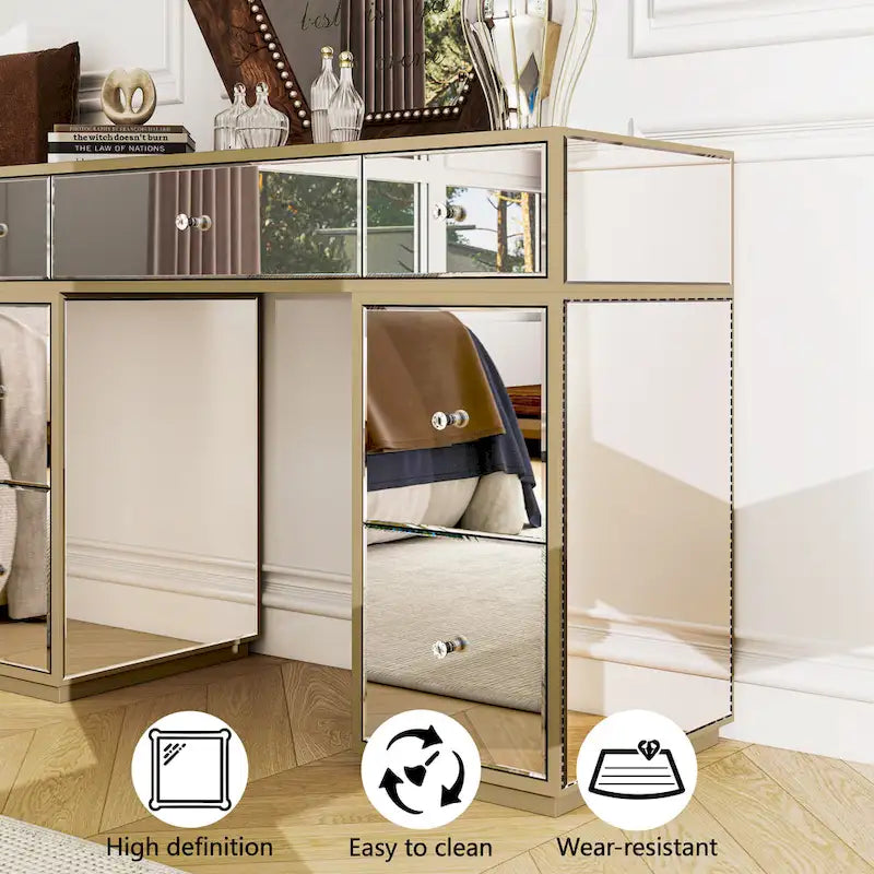 Luxury Mirror Makeup Vanity with 7 Drawers