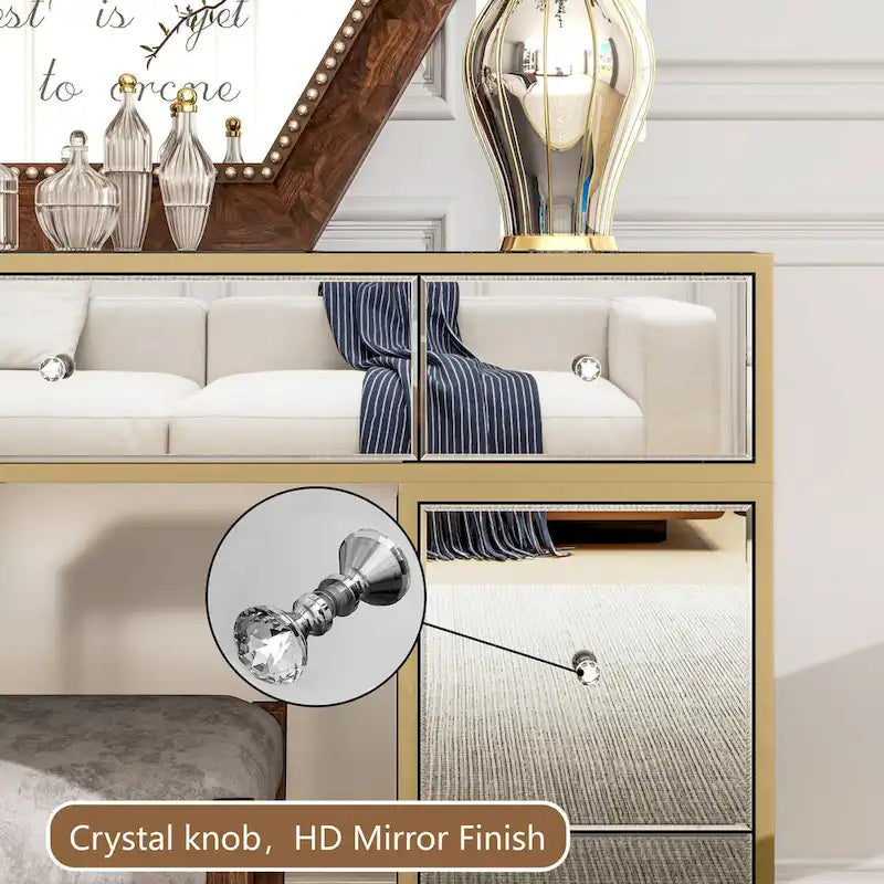 Luxury Mirror Makeup Vanity with 7 Drawers