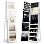  Mirrored Jewelry Cabinet Armoire Lockable Standing Storage - Black - See Details