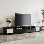 Black 82 TV Stand with Push-Open Doors & LED for TVs Up to 90