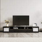 Black 82 TV Stand with Push-Open Doors & LED for TVs Up to 90