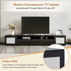 Black 82 TV Stand with Push-Open Doors & LED for TVs Up to 90