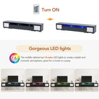 Black 82 TV Stand with Push-Open Doors & LED for TVs Up to 90