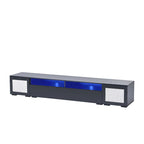 Black 82 TV Stand with Push-Open Doors & LED for TVs Up to 90