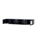 Black 82 TV Stand with Push-Open Doors & LED for TVs Up to 90