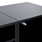 Black 82 TV Stand with Push-Open Doors & LED for TVs Up to 90