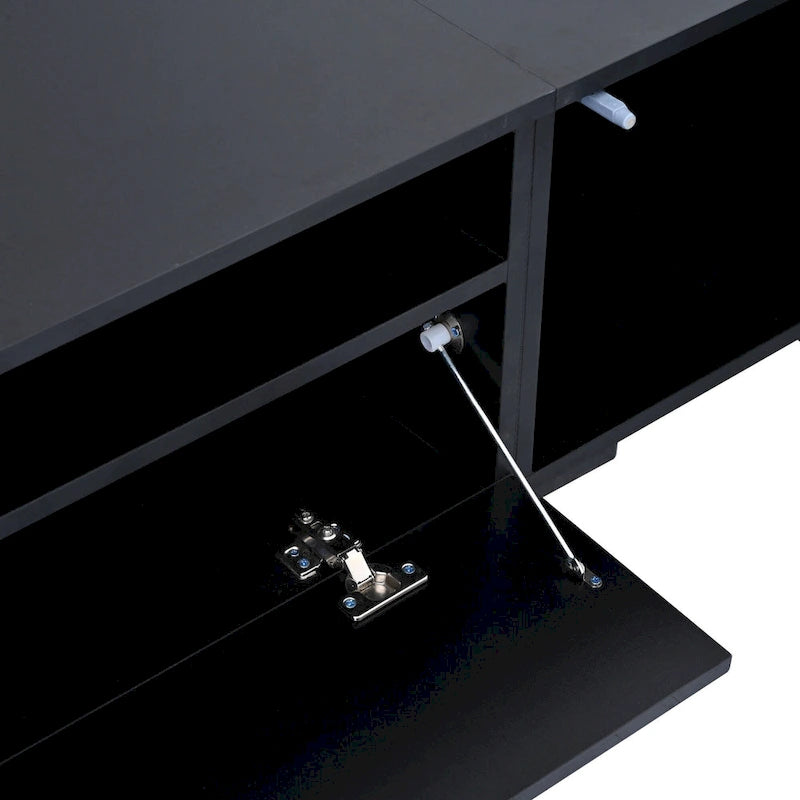 Black 82 TV Stand with Push-Open Doors & LED for TVs Up to 90