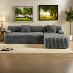 110 Faux Fur Cloud 3-Seater sat L-Shaped Sectional Sofa with Two Included Throw Pillows