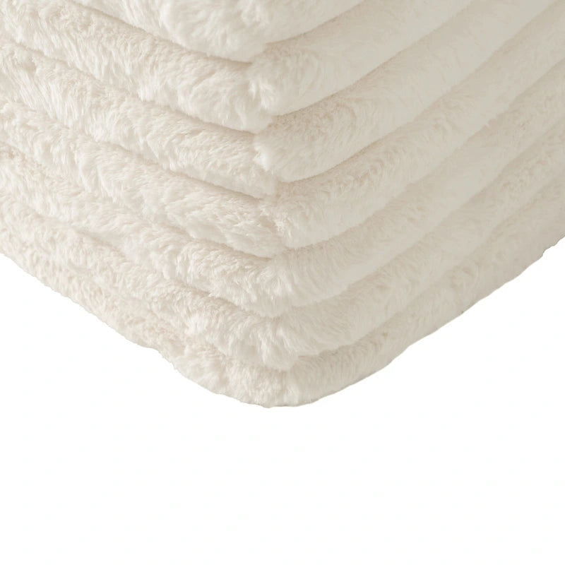 110 Faux Fur Cloud 3-Seater sat L-Shaped Sectional Sofa with Two Included Throw Pillows